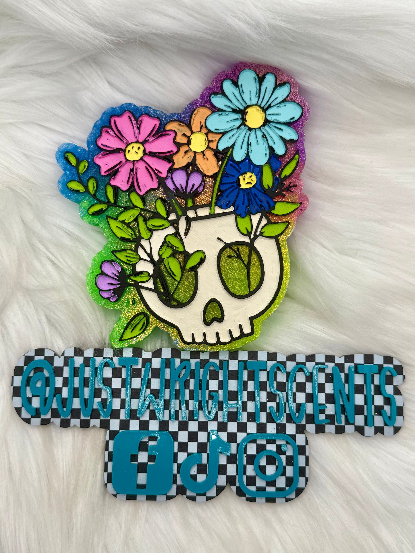 Skull flowers- pink chiffon